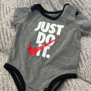 Nike Gray and Black Bodysuit with Iconic Slogan 6 months